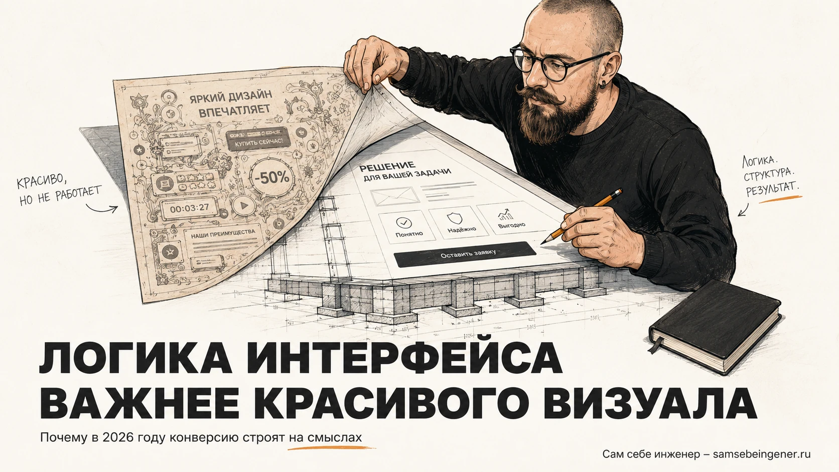 Что на самом деле важнее для лендинга: дизайн или высокая конверсия и UX?, Никита Куликов, личный бренд, сам себе инженер