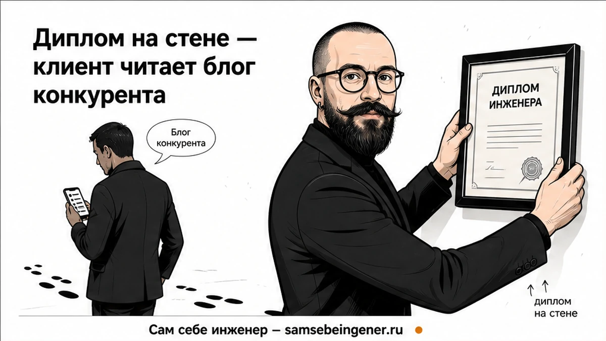 Диплом на стене, а клиент читает блог конкурента: зачем эксперту публичные разборы, Никита Куликов, личный бренд, сам себе инженер