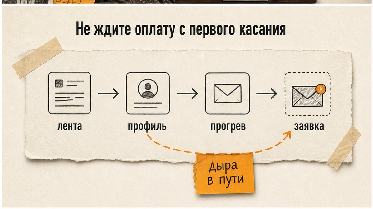Схема пути от первого касания до заявки с дырой в маршруте
