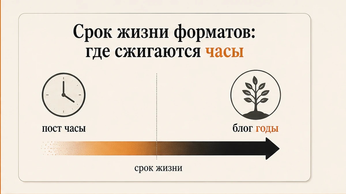 Инфографика: срок жизни поста в ленте и статьи в блоге эксперта