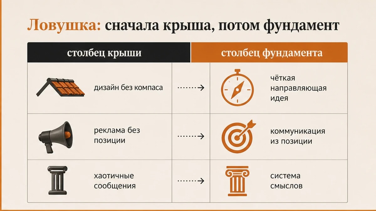 Сравнение инвестиций в «крышу» бренда и пропущенного фундамента позиции