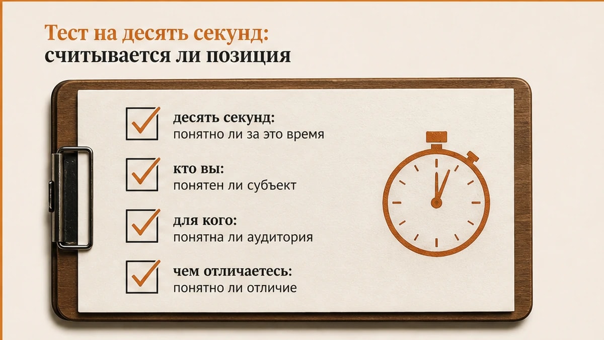 Чеклист теста на десять секунд: считывается ли позиция в профиле