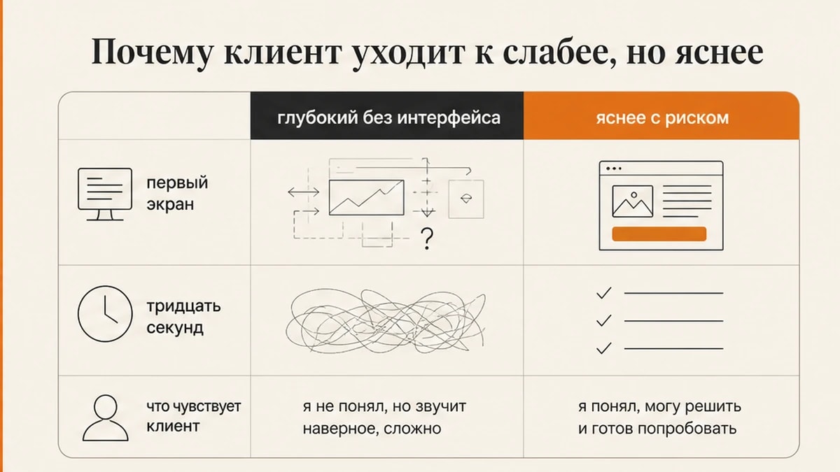 Сравнение глубокого эксперта без интерфейса и более ясного конкурента