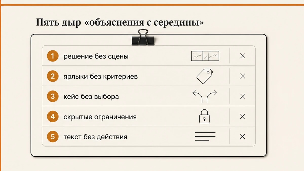 Чеклист пяти дыр объяснения с середины на Hero и странице услуги