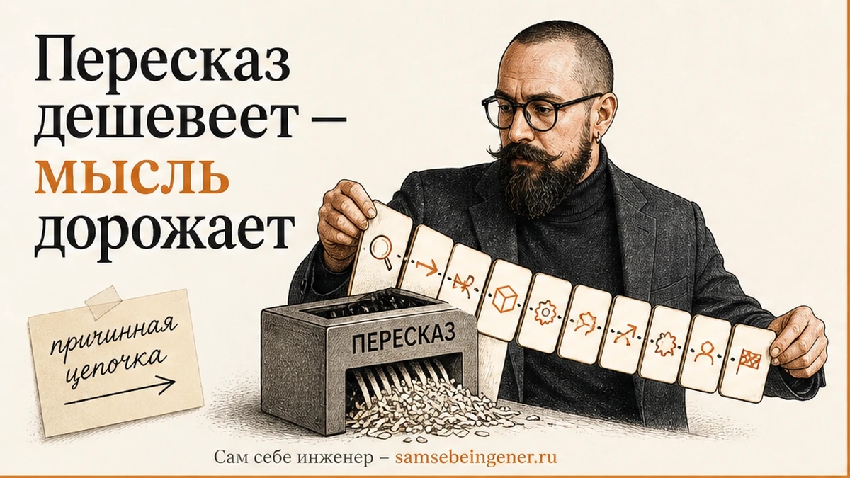 Умнеющий ИИ обесценивает пересказ, длинная мысль эксперта дорожает, Никита Куликов, личный бренд, сам себе инженер