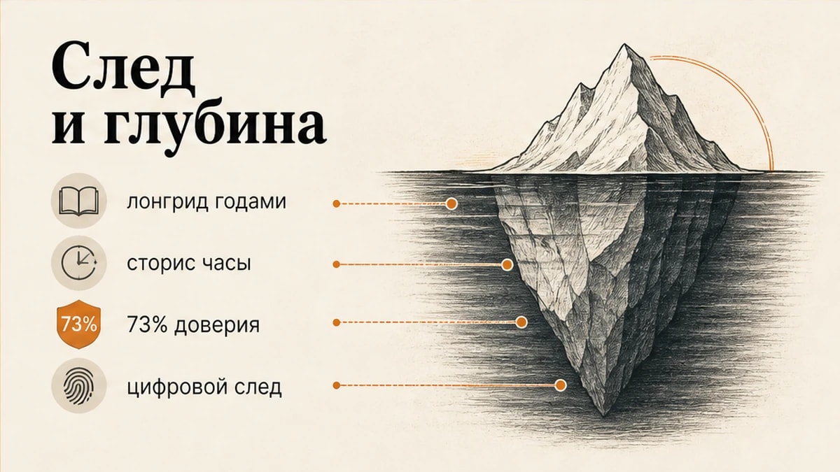 Инфографика: один лонгрид сильнее сотни сторис для цифрового следа