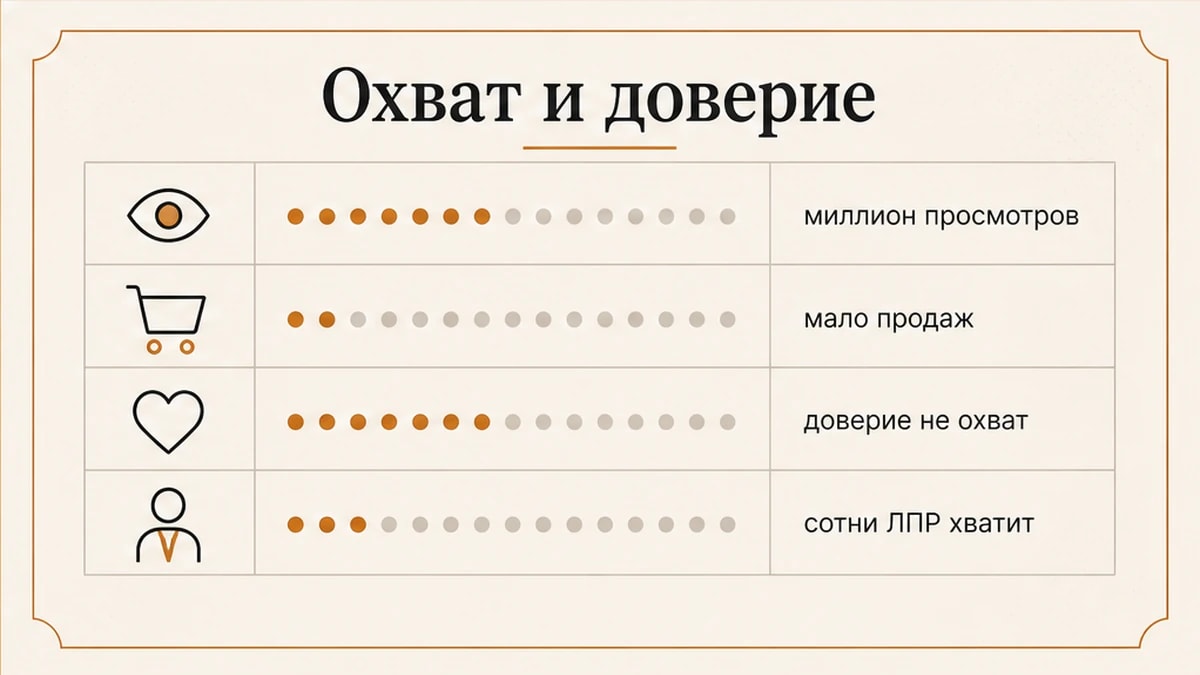 Сравнение охватов и доверия: миллион просмотров не гарантирует продаж