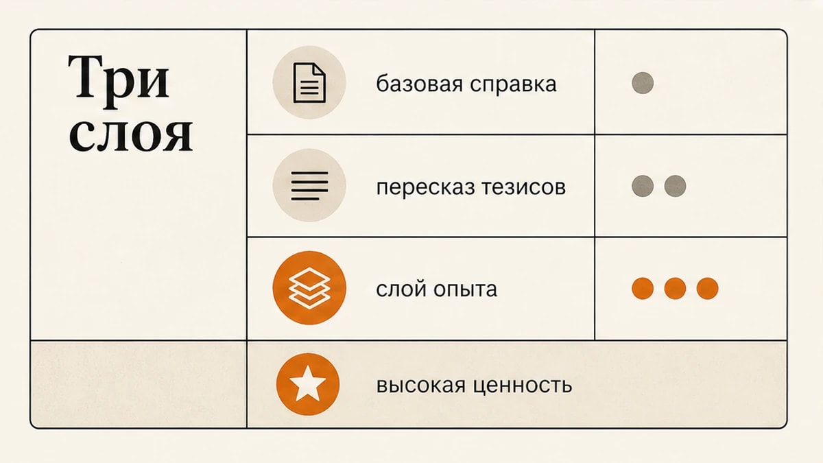 Сравнение трёх слоёв материала: где эксперт выигрывает у нейросети