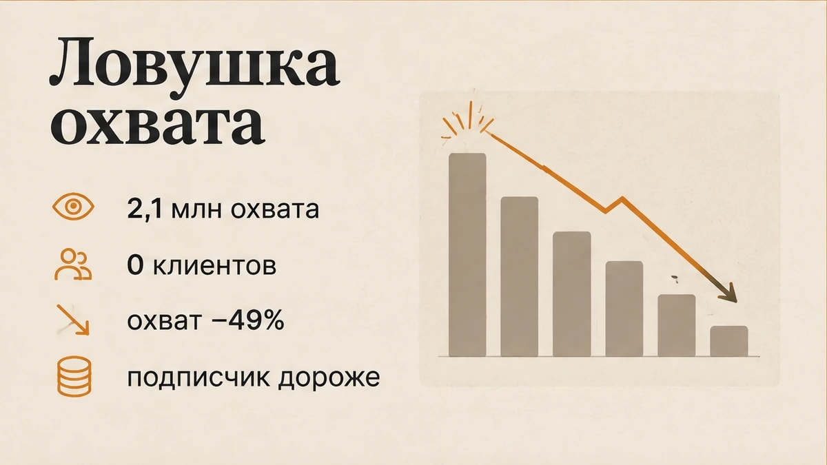 Инфографика: вирусный охват не конвертируется в клиентов при дорогом внимании