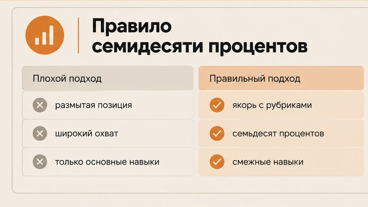 Сравнение размытой позиции мультиэксперта и якорной ниши с рубриками