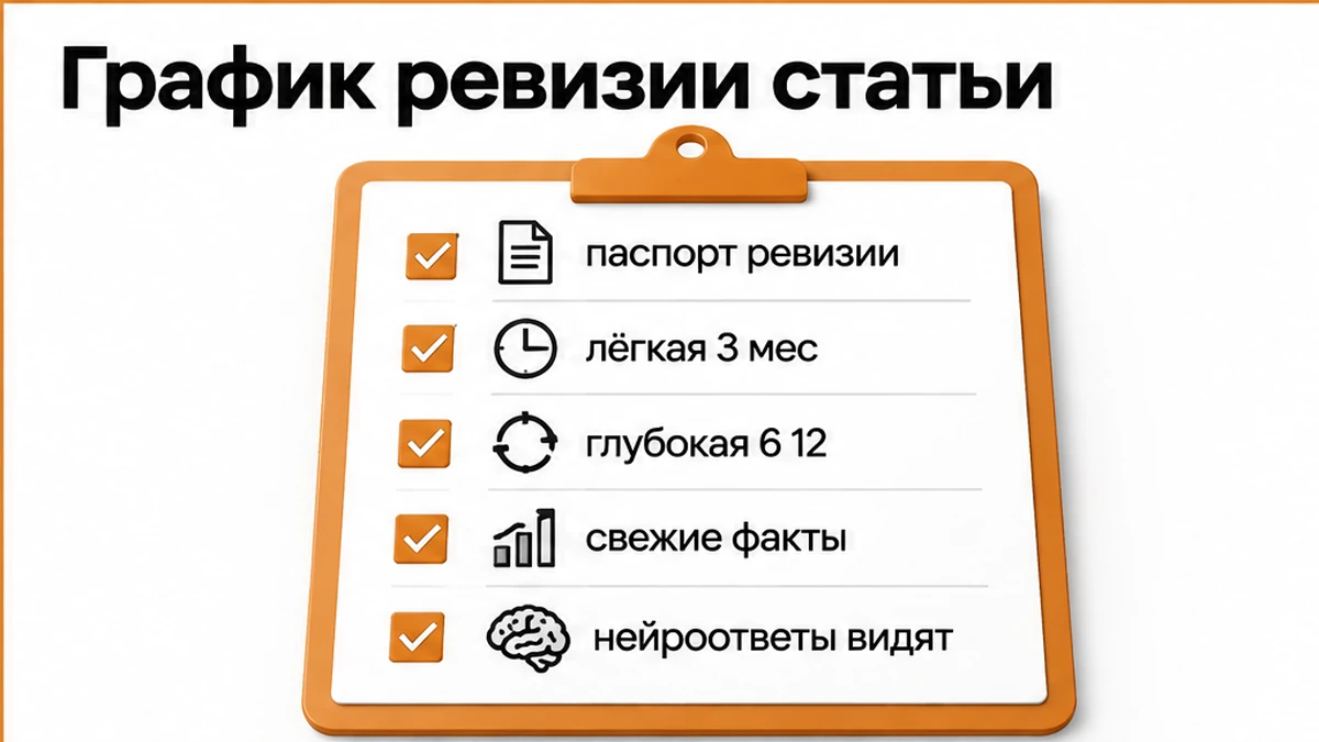 Чеклист паспорта ревизии: лёгкое обновление раз в три месяца и глубокое раз в полгода