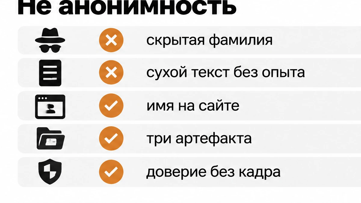 Сравнение анонимности и открытого бренда без лица в кадре
